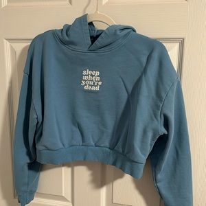 Barstool Sleep When You’re Dead cropped hoodie powder blue